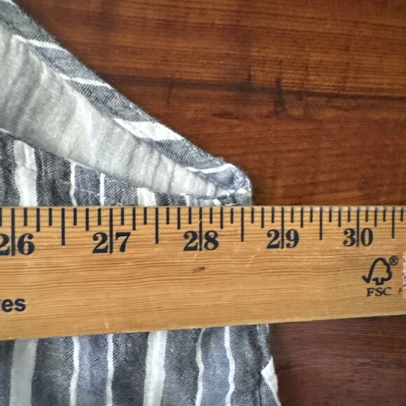 Liz Claiborne Womens Plus 3X Sleeveless Striped Top Ruffle Blue Gray Beach Boho - Picture 12 of 14